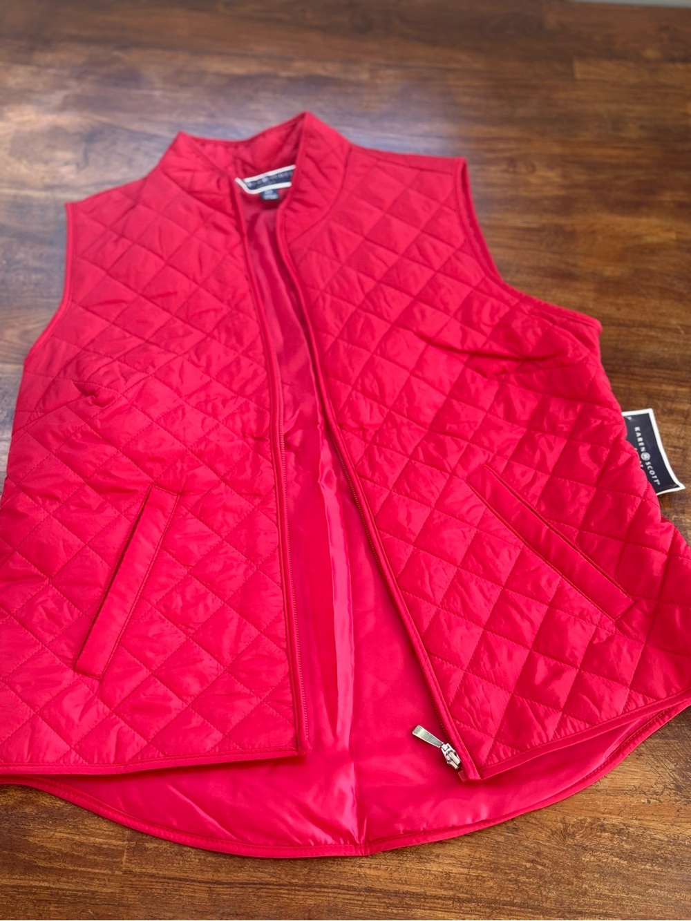 Karen Scott Sport Bright Red Quilted Vest